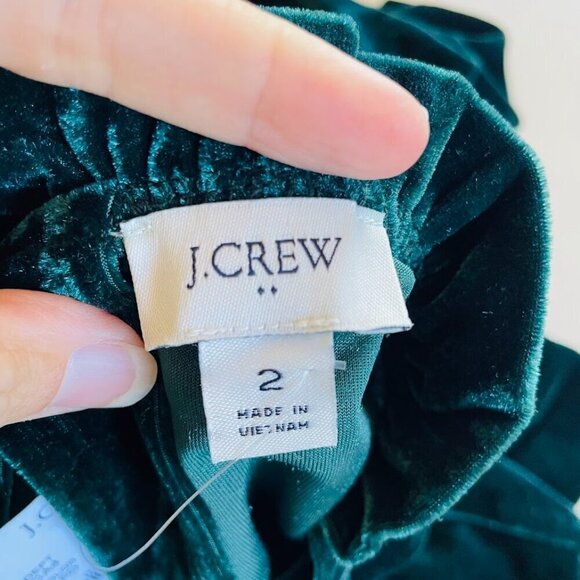 NWT J. Crew Velvet Tiered Midi Emerald Green Holiday Christmas Winter Ruffle - Picture 8 of 13
